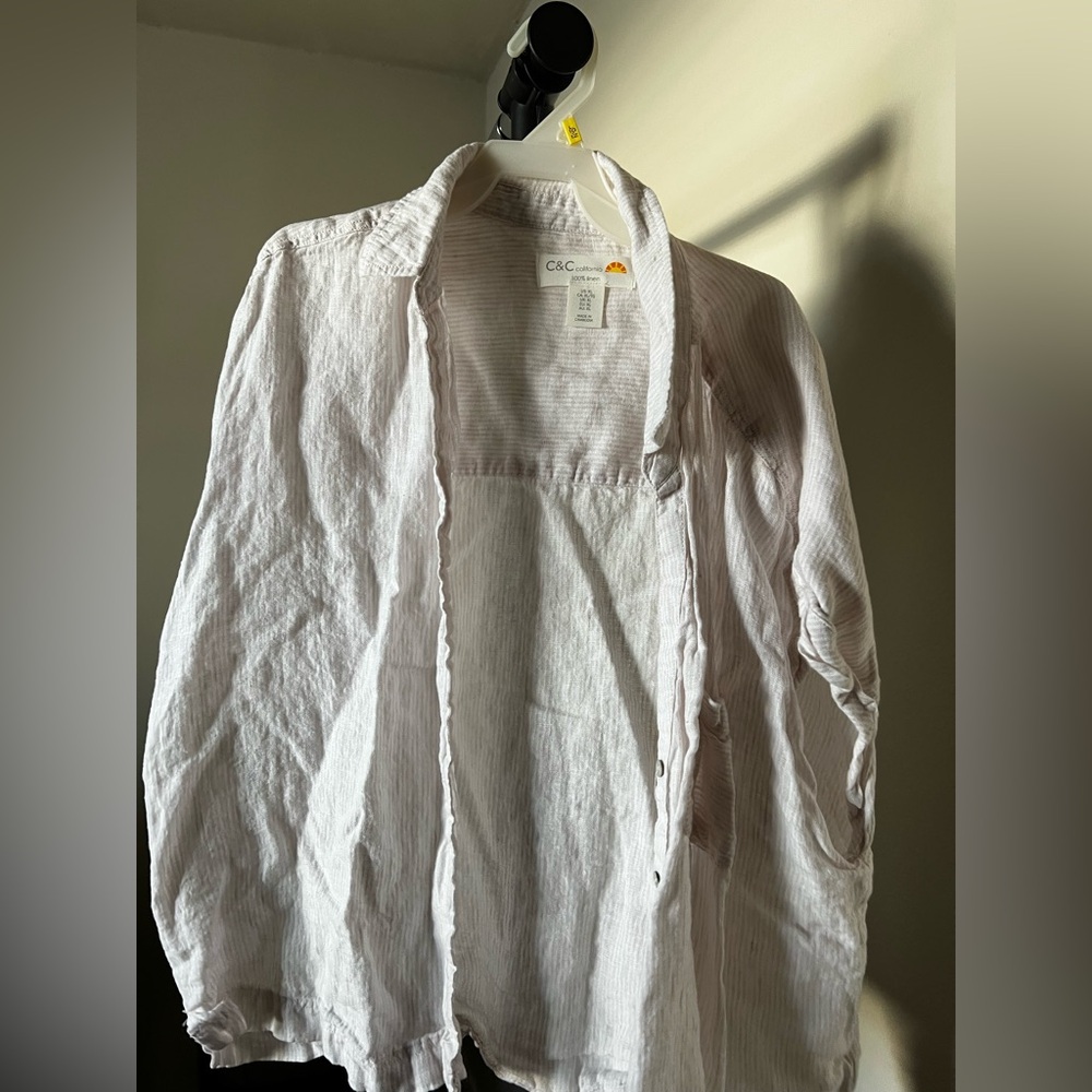 Crème linen button up shirt